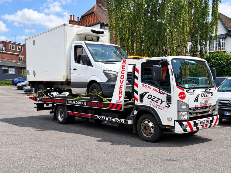 White box van on the Ozzy’s Breakdown Recovery truck