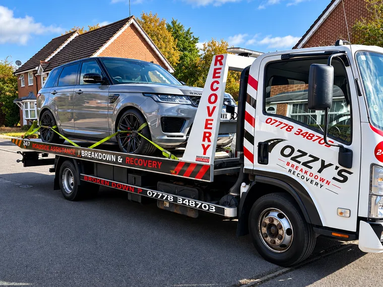 Grey SUV on the Ozzy’s Breakdown Recovery truck