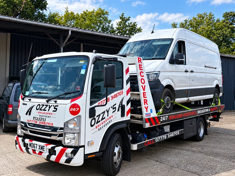 White panel van on the Ozzy’s Breakdown Recovery truck